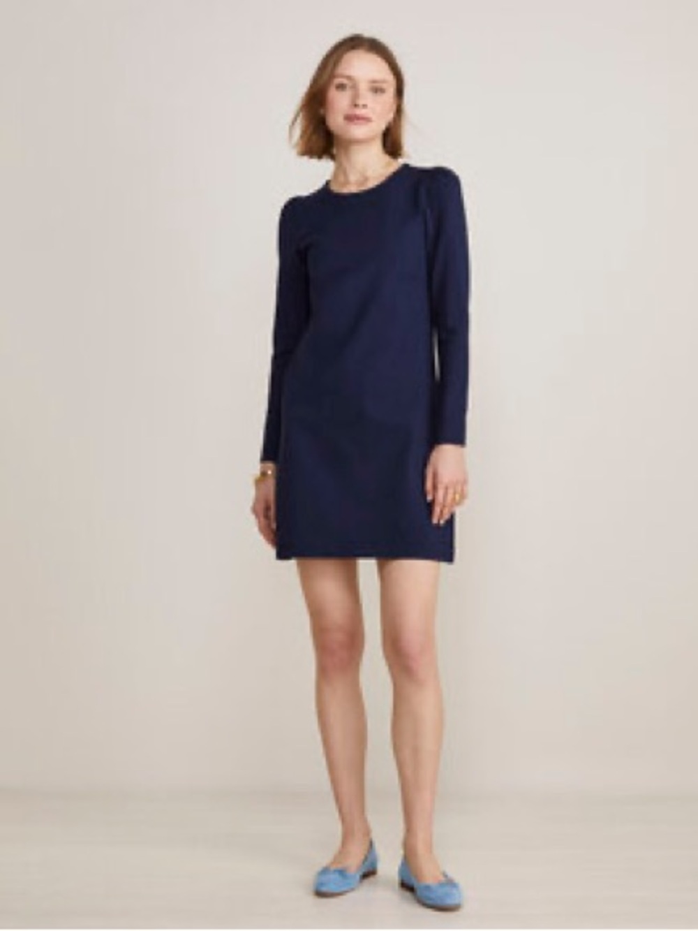 Women's Ponte Puff Sleeve Dress In Nautical Navy